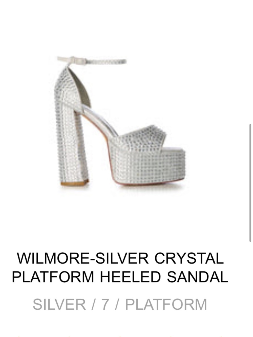 Silver Crystal Platform Heeled Sandal